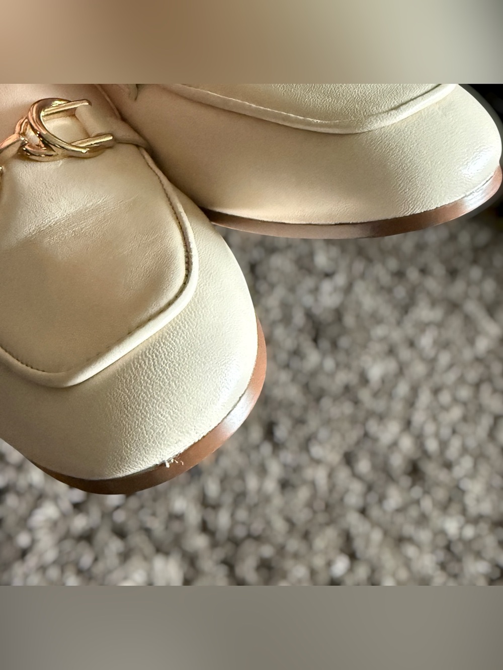 ANN TAYLOR Cream Leather Loafers with Gold-Tone Bit Size 7 Women - Picture 7 of 12